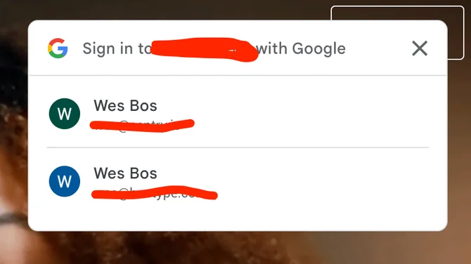 3rd party sign in prompts in chrome example