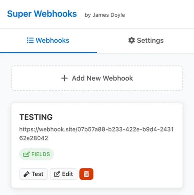 super webhooks chrome extension demo 1